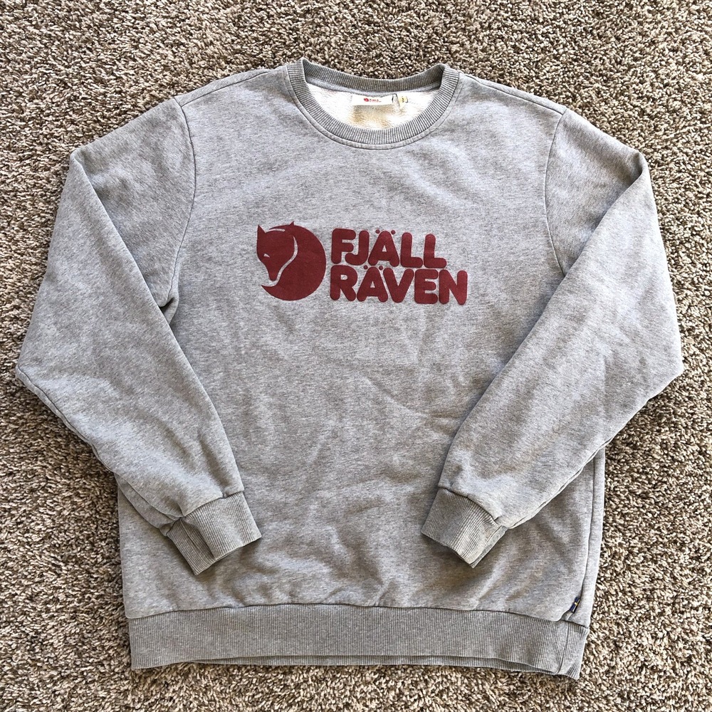 Fjällräven Logo Graphic Sweatshirt Men Medium Red Gray Crewneck Pullover Sweater